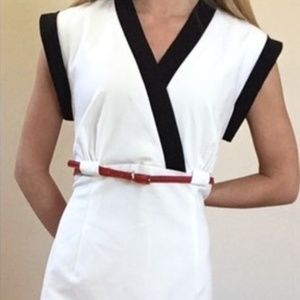 Calvin Klein white/black belt dress Size: 10